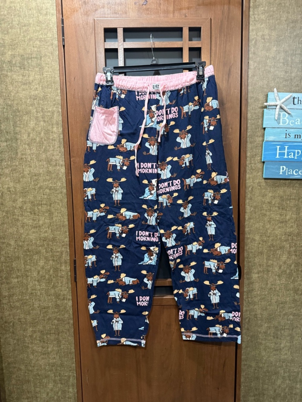 Lazy One Navy 'I Don't Do Mornings' Women’s Pajama Pants (Worn Twice)